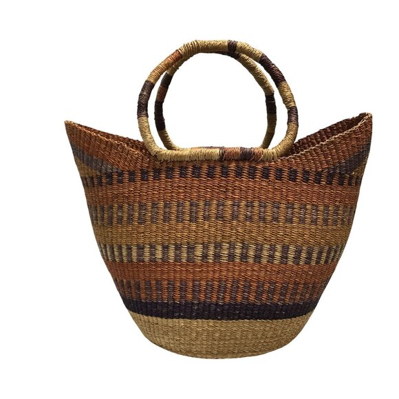 Tote Bag XL Handwoven Striped African Market Basket - Picture 1 of 8